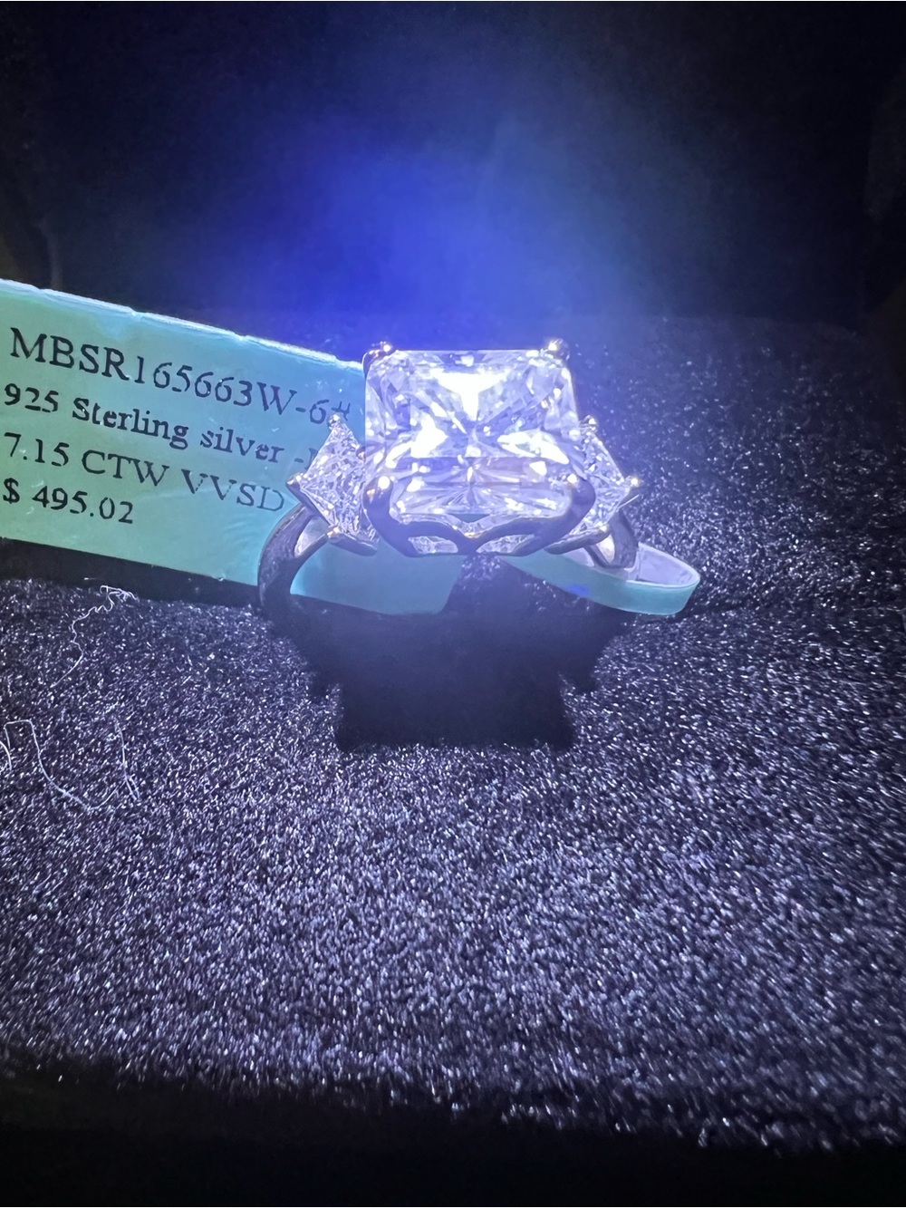 Sterling Silver Moissanite Engagement Ring - size 6